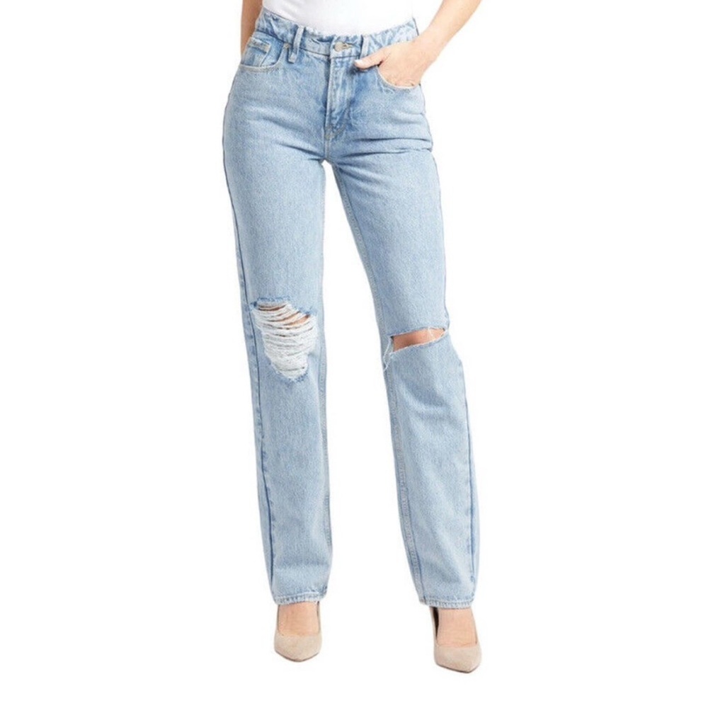 Good American 90s Icon Straight Leg Medium Wash Jeans